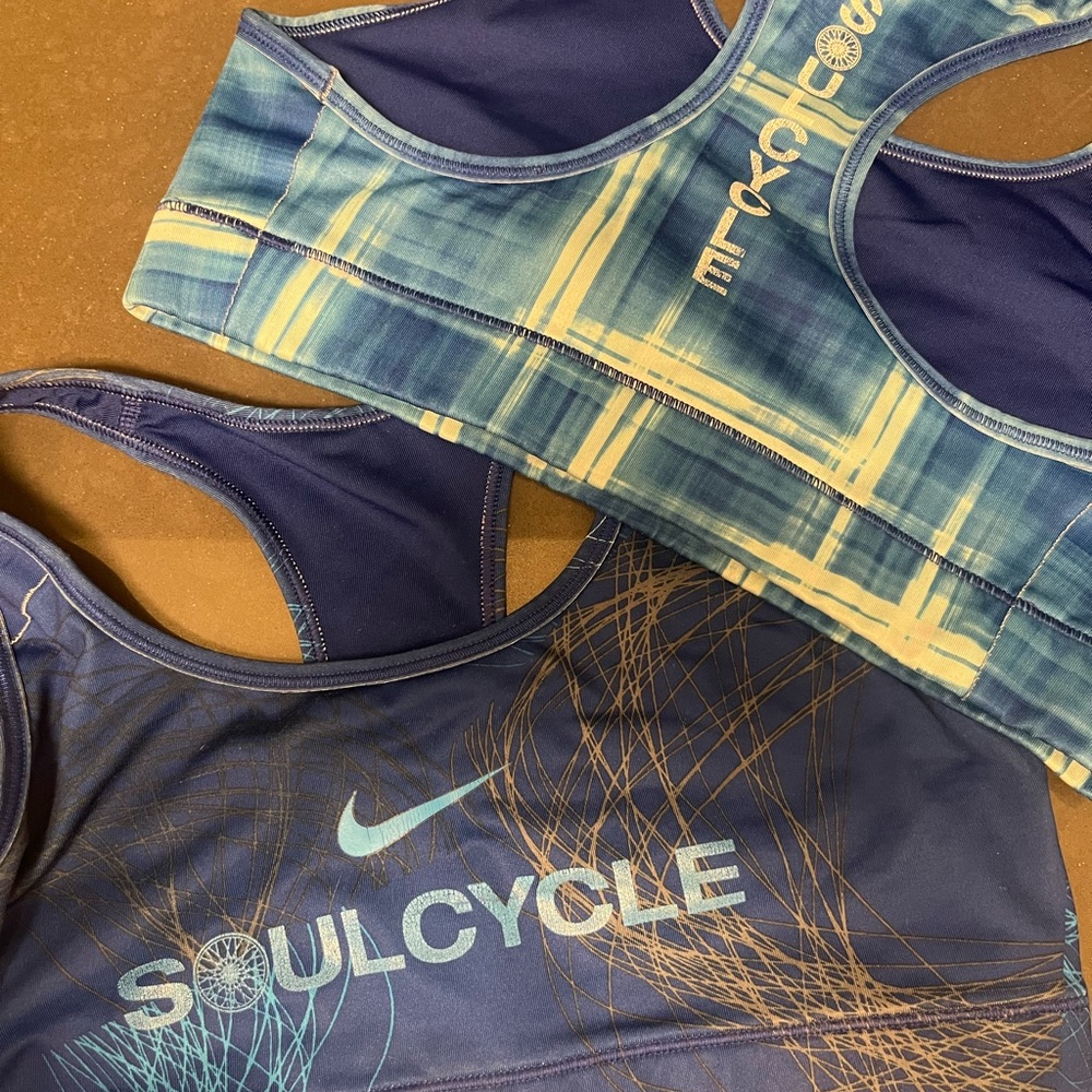 TWO SoulCycle Nike Sports Bras in Blue. Medium.